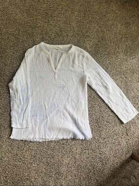 beachlunchlounge White Cotton V-Neck Tunic Top